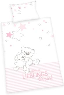 Baby Best Flanell Bettwäsche-Set Lieblingsmensch rosa 100x135 cm