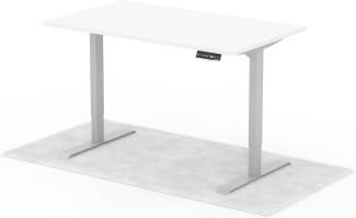 elektrisch höhenverstellbarer Schreibtisch DESK 140 x 80 cm - Gestell Grau, Platte Weiss