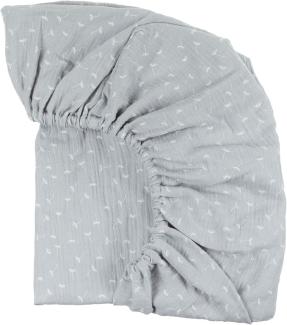 KraftKids Spannbettlaken Musselin Musselin grau Pusteblumen aus 100% Baumwolle in Größe 140 x 70 cm, handgearbeitete Matratzenbezug gefertigt in der EU