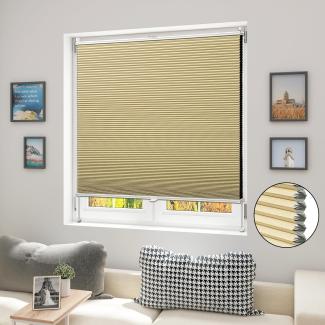 WOLTU Wabenplissee ohne Bohren Verdunklung Thermo Doppelplissee Klemmfix Zweifarbig 90x200 cm Beige-Weiß, Plissee Faltrollo Sonnen-, Sicht- & Schallschutz, Jalousie Plisseerollo für Fenster & Tür