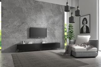 Wuun® TV-Board Lowboard Wohnwand TV-Bank Somero / 240cm (2 x 120cm) / Schwarz-Matt/Vita Chrom