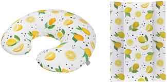 Rotho Babydesign Stillkissen-Set Mini, 180 x 33 cm, Inkl. Keilwickelauflage, 70 x 50 cm, ab 0 Monate, Lemon Chill