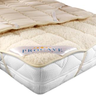PROCAVE weiches Unterbett mit Lammflor und Schurwolle, hochwertige Matratzen-Topper, Matratzen-Schoner mit 4 Eckgummis, Matratzen-Auflage 60x120 cm