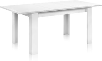 Ausziehbarer Esstisch, glänzend weiße Farbe, Maße 140 x 78 x 90 cm