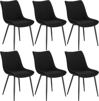 WOLTU® Esszimmerstühle BH208sz-6 6er Set Küchenstuhl Polsterstuhl Wohnzimmerstuhl Sessel mit Rückenlehne, Sitzfläche aus Leinen, Metallbeine, Schwarz