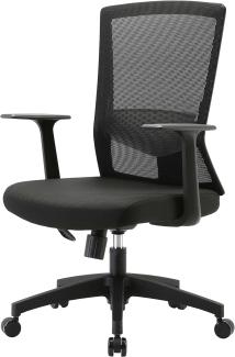 Bürostuhl HWC-J90, Schreibtischstuhl, ergonomische S-förmige Rückenlehne, verstellbare Taillenstütze ~ schwarz