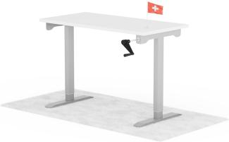 manuell höhenverstellbarer Schreibtisch EASY 120 x 60 cm - Gestell Grau, Platte Weiss