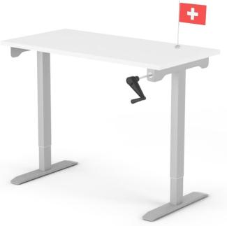 manuell höhenverstellbarer Schreibtisch EASY 120 x 60 cm - Gestell Grau, Platte Weiss