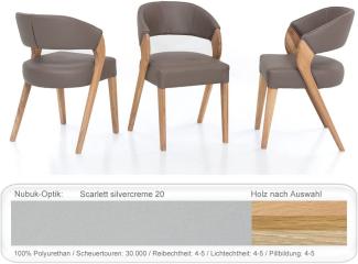 6x Stuhl Alani 1 Varianten Polsterstuhl Esszimmerstuhl Massivholzstuhl Eiche natur geölt, Scarlett silvercreme