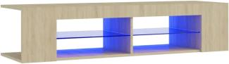 vidaXL TV Schrank mit LED-Leuchten Lowboard Fernsehschrank Fernsehtisch Sideboard HiFi-Schrank TV Möbel Tisch Board Sonoma-Eiche 135x39x30cm