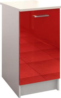 Berlioz Creations PRIMA PG4BPR Unterschrank für Küche mit Arbeitsplatte, 1 Dekortür, in glänzendem Rot, 40 x 60 x 85 cm, 100 Prozent französische Herstellung