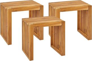 Set mit 3 Hockern Holz Heller Holzfarbton BELLANO