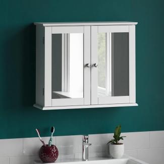 Bath Vida Milano Badezimmer-Spiegelschrank mit 2 Türen, Aufbewahrungsschrank, Wandmontage, weiß