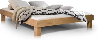 Möbel-Eins PUMBA Massivholzbett ohne Kopfteil Fichte eichefarbig 140 x 220 cm Standardhöhe