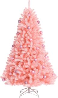 COSTWAY 180cm Künstlicher Weihnachtsbaum rosa, Tannenbaum mit 1036 Zweigen & klappbarem Metallständer & rosa Ornamenten, Christbaum Festtagsdekoration für Zuhause und Büro