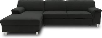 DOMO Collection Junin Ecksofa, Sofa in L-Form mit Schlaffunktion, Couch Polsterecke, Moderne Eckcouch, schwarz, 150 x 251 cm