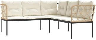 Gartensofa in L-Form mit Kissen Schwarz Stahl und Textilene 4008109