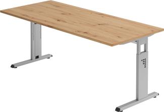 bümö® Stabiler Schreibtisch höhenverstellbar | Bürotisch in Asteiche | Büroschreibtisch mit Höheneinstellung | Tisch für Büro in 9 Größen & 7 Dekoren