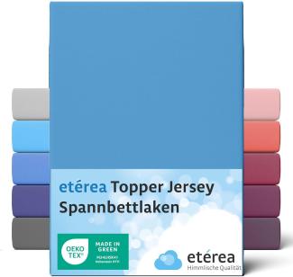 etérea Jersey Topper Spannbettlaken Spannbetttuch Hellblau 180x200 - 200x200 cm