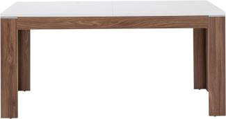 FORTE Saint Tropez Esstisch ausziehbar, Holzwerkstoff, Braun/Weiß, 160 x 75 x 90 cm