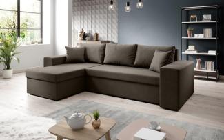 Designer Sofa Denver mit Schlaf- und Klappfunktion Braun Stoff Links