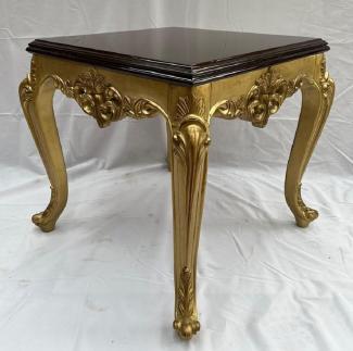 Casa Padrino Luxus Barock Massivholz Beistelltisch Gold / Braun - Quadratischer Tisch im Barockstil - Barock Möbel - Edel & Prunkvoll