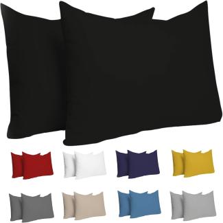 Kissenbezug 50 x 70 cm (Set mit 2) - 100% Jersey Baumwolle 150 g/qm Kissenbezüge -Schwarz - Für Kissen 50 x 70 cm - Kissenhülle - Kissenbezug - Resistent und Hypoallergen - Dreamzie