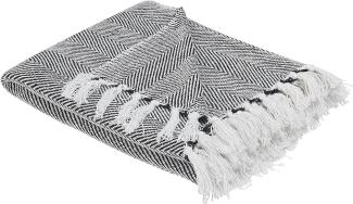 Decke Baumwolle schwarz 130 x 160 cm TANGIER