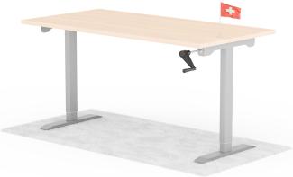 manuell höhenverstellbarer Schreibtisch EASY 160 x 80 cm - Gestell Grau, Platte Eiche