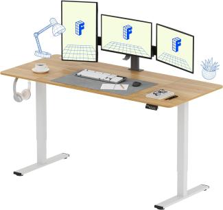 FLEXISPOT Höhenverstellbarer Schreibtisch Basic Plus 180x80cm Elektrisch - Memory-Handsteuerung - Sitz-Stehpult für Büro & Home-Office (ahorn, weiß Gestell)