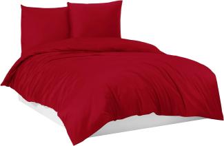 Mixibaby Bettwäsche Bettgarnitur Bettbezug 100% Baumwolle 135x200 155x220 200x200 200x220, Farbe:Rot, Größe:200 x 200 cm