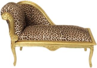 Casa Padrino Barock Kinder Chaiselongue Leopard / Gold - Recamiere Barock Möbel Kindersofa