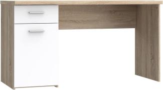 Schreibtisch "Balu" in Eiche/weiß mit einer Schublade und einer Tür. Abmessungen (BxHxT) 140x76,5x60 cm