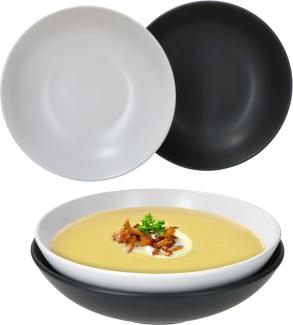 4er Set Suppenteller Nero Bianco weiß & schwarz