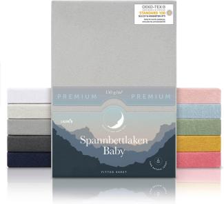 Laleni Premium Spannbettlaken 60x120-70x140 cm - Oeko-Tex Zertifiziert, 100% Baumwolle, atmungsaktives Spannbetttuch Jersey Baby, 150 g/m², Moonlight Grey - Grau