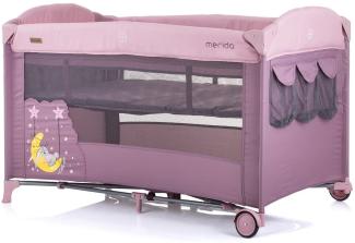 Chipolino Reisebett, Beistellbett Merida zwei Ebenen seitliche Öffnung Tasche rosa pink