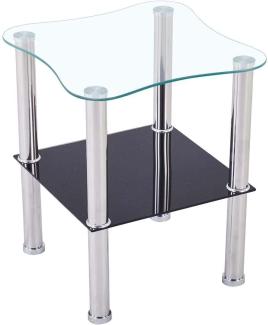 CasaXXl Beistelltisch Glas mit Sicherheitsglas & Facettenschliff - Glastisch perfekt geeignet als Wohnzimmertisch 40x40x47cm (Eckig, Schwarz)