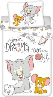 Tom und Jerry 'Sweat Dreams little one' Baby- und Kinder-Wendebettwäsche, Bettdecke 100 x 135 + Kopfkissen 40 x 60 cm, 100% Baumwolle