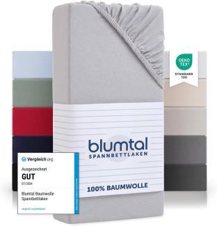 Blumtal® Basics Jersey (2er-Set) Spannbettlaken 160x200cm -Oeko-TEX Zertifiziert, 100% Baumwolle Bettlaken, bis 7cm Topperhöhe, Moonlight Grey - Grau