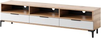 Selsey RIKKE - TV-Lowboard/TV-Tisch mit 3 offenen und 3 geschlossenen Fächern, 160 cm breit (Weiß Matt/Weiß Hochglanz ohne LED)