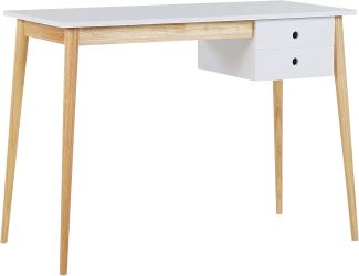 Schreibtisch weiß / heller Holzfarbton 106 x 48 cm EBEME