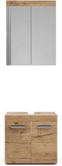 Vicco 'Luna' 2-tlg. Badmöbel-Set mit Spiegelschrank und Waschtischunterschrank, Eiche Wotan (Natur)