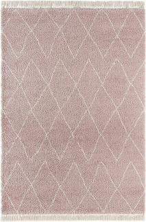 Hochflor Teppich Fransen Jade Rosa - 80x150x3,5cm
