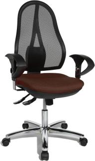 Topstar Open Point SY Deluxe, ergonomischer Syncro-Bandscheiben-Drehstuhl, Bürostuhl, Schreibtischstuhl, inkl. Armlehnen (höhenverstellbar), Stoff, dunkelbraun
