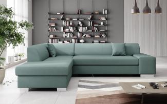 Designer Sofa Pina mit Schlaf- und Klappfunktion Stoff Grün Links