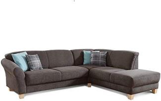 CAVADORE Ecksofa Gootlaand mit Ottomane rechts / Große Couch im Landhausstil / Mit Federkern / 257 x 84 x 212 / Dunkelgrau