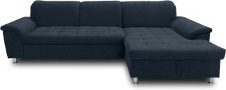 DOMO Collection Franzi Ecksofa, Couch in L-Form, Sofa mit Schlaffunktion und Rückenfunktion, Eckkcouch, 279 x 162 x 81 cm, Polsterecke in dunkelblau