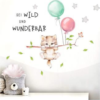 Little Deco 'Sei wild & wunderbar/Katze' Wandbilder Spruch Größe S, 61 x 31 cm
