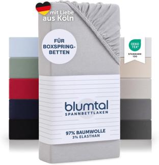 Blumtal Luxus Spannbettlaken 200x200 Boxspringbett 2er Set bis 40cm Höhe - Oeko-Tex Zertifizierte Baumwoll Bettlaken 200x200 Boxspringbett - Spannbettlaken 200x200 Baumwolle - Moonlight Grey