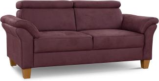 Cavadore 3-Sitzer-Sofa Ammerland / 3er-Couch im Landhausstil mit Federkern + verstellbaren Kopfstützen / 186 x 84 x 93 / Wildlederoptik, Rot